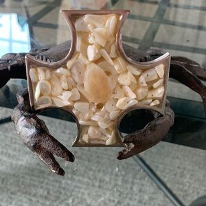 Wimberly Belt Buckle Iron Cross w Shell Mother of Pearl Inlay